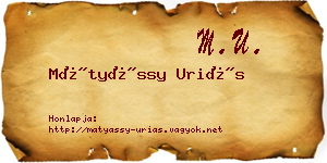 Mátyássy Uriás névjegykártya